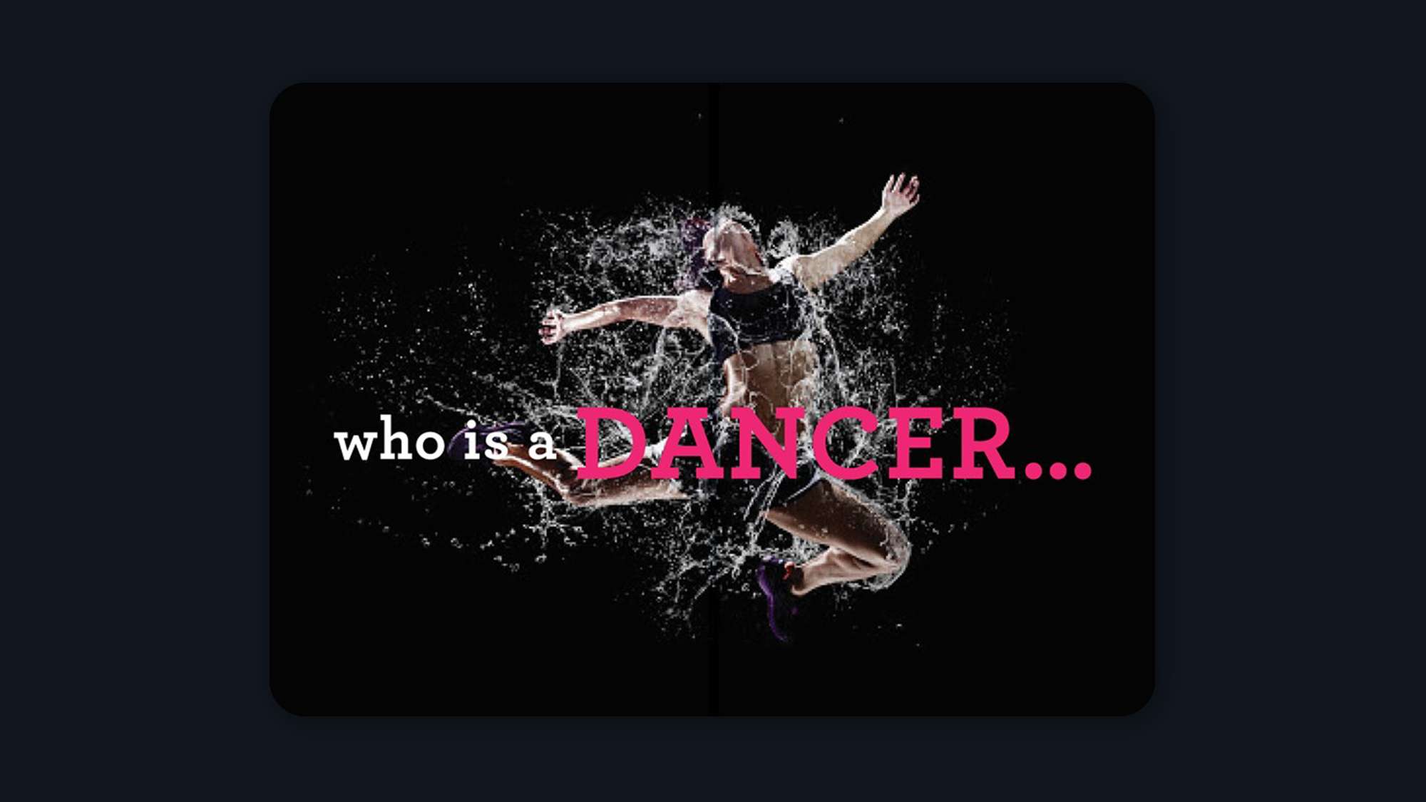 Who is a dancer. Text of photo dramatic photo of a woman in water in a dance pose.