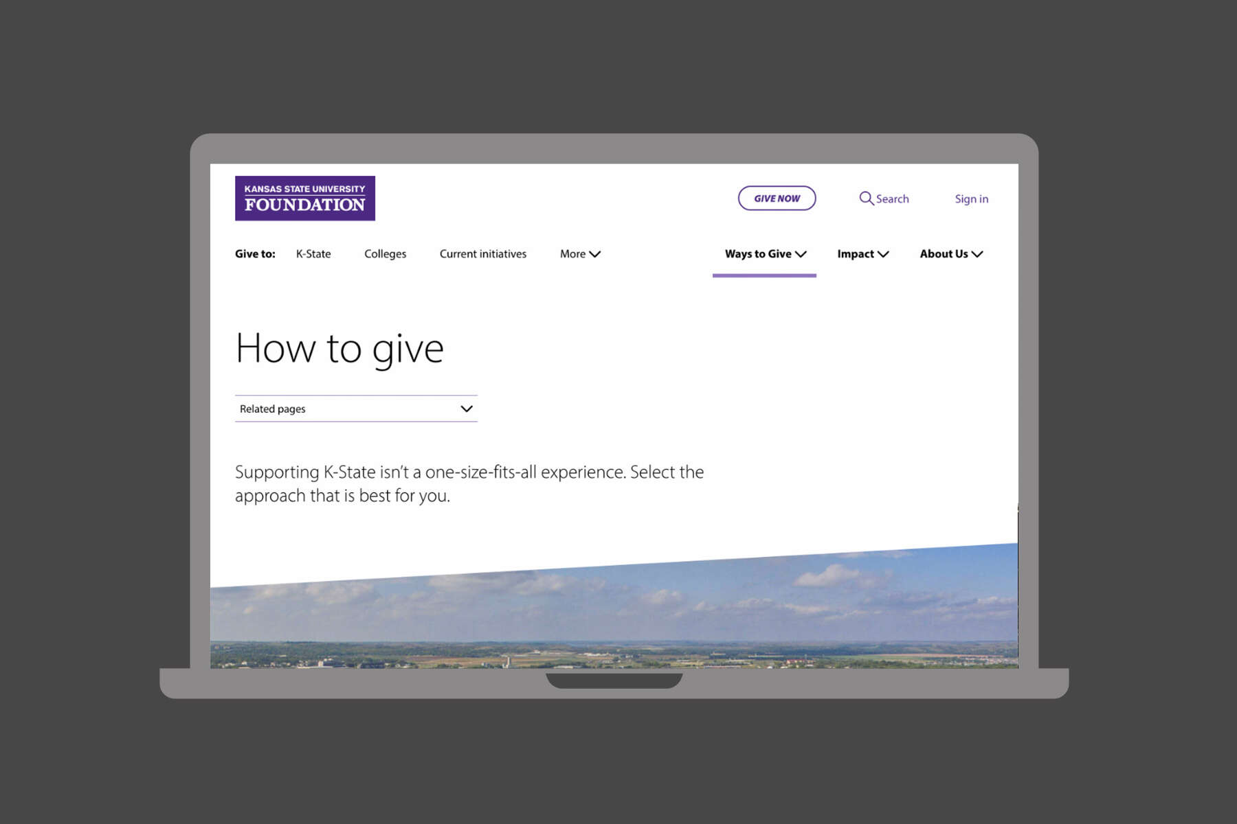 Laptop: KSUF website-How to give