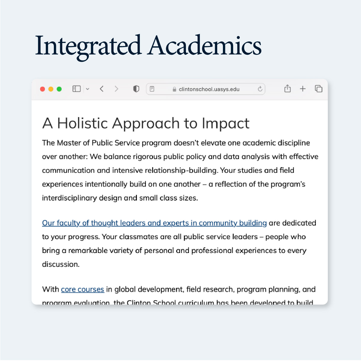Integrated Academics web page