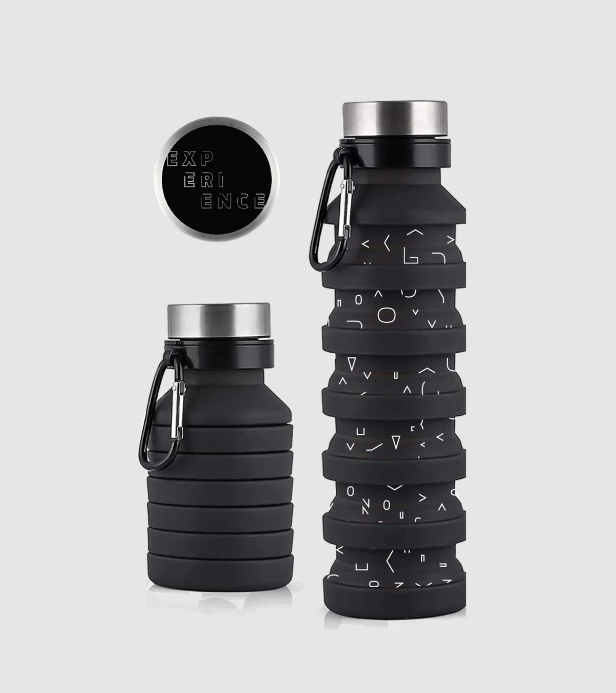 Collapsible bottle with pattern and Experience graphic